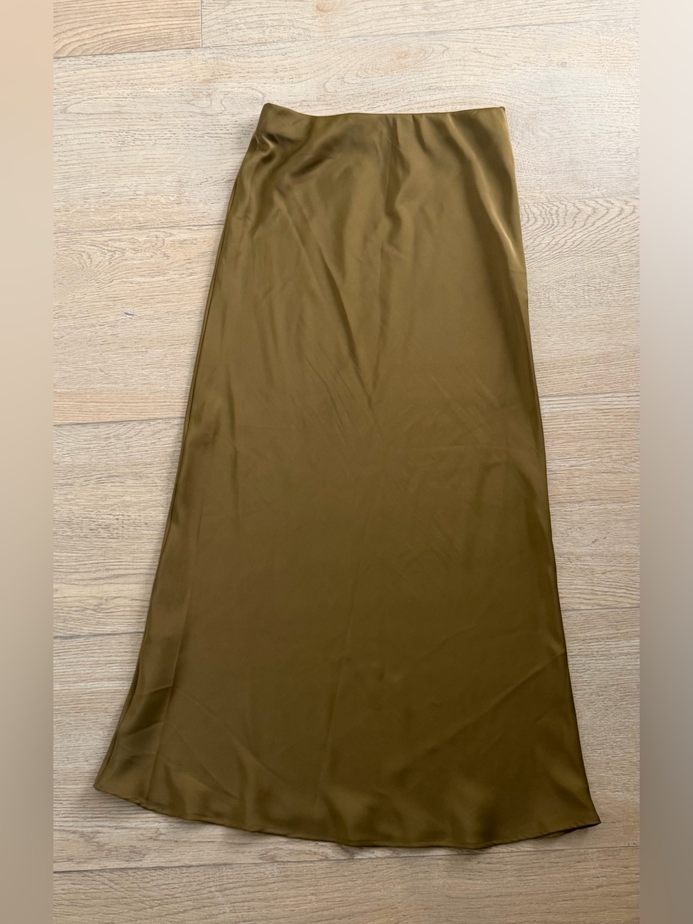 Zara Olive Satin Maxi Slip Skirt